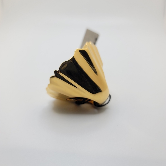 Balenciaga BB Thick Gold Ring US 5 5.5 Heavy Solid Chunky Flower Round Statement - Picture 7 of 10